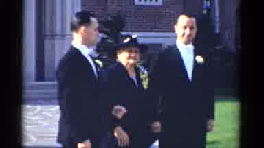 Bridgeport Connecticut-1975: Groom And Groomsman Walk With Mother, Bride Arrives