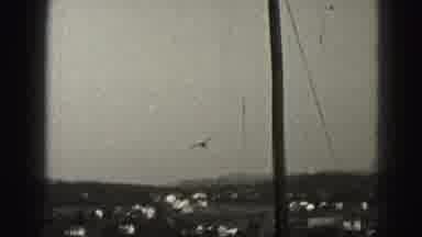Harrisburg Pennsylvania USA (1975): Plane Flying Low In The Sky Over Suburban