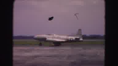 Washington DC (1975): White Airplane With A Star On The Back Drives On The Landing