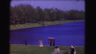 WASHINGTON DC-1975: People Visiting Lincoln Memorial Reflecting Pool On