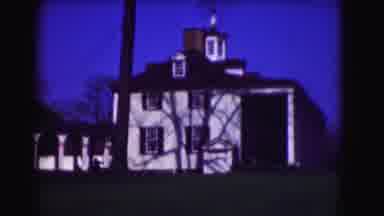 Washington DC (1975): Large White Multi-Storey House With Large Lawn On Clear Blue