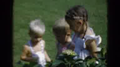 Middletown Pennsylvania (1975): Three Small Children Picking Flowers With Their