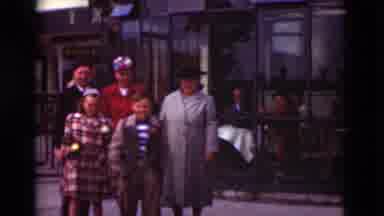 Denmark (1975): Family Of Five Posing As A Group Outside Of A Restaurant