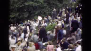 Denmark (1975): People Gathered Together For A Concert At A Great Fountain