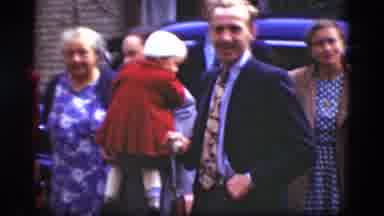 Denmark (1975): Family And Friends Gather Around The Antique Car In A Line