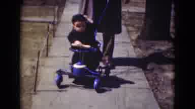 Middletown Pennsylvania (1975): Parent Takes Toddler On A Stroll On A Blue