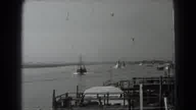 Middletown Pennsylvania (1975): Boat Sailing In A Bay By A Small Wooden Dock With