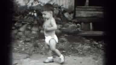 Middletown Pennsylvania (1975): Walking Baby Down Cobblestone Sidewalk To Mother
