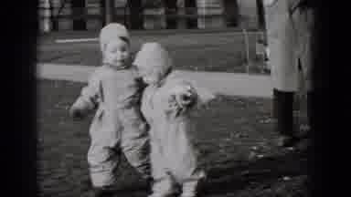 Middletown Pennsylvania-1975: Two Small Children Learning To Walk Together With