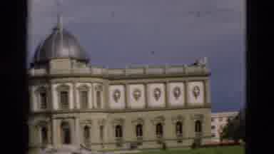 PORTUGAL-1975: Grey And White Building With Silver Dome On A Clear Sunny Day