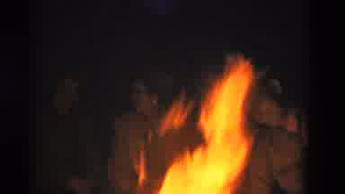 Somerset Kentucky USA (1975): Group Of Campers Dimly Lit In Background With Bright