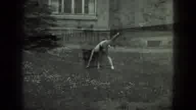 Milwaukee Wisconsin USA (1975): Double Exposure Girl Doing Cartwheel On Lawn And