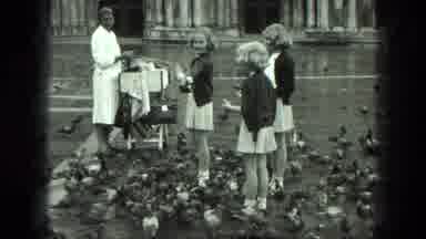 Venice Italy (1975): Pigeons On The Floor In Front Of Little Girls In Uniform