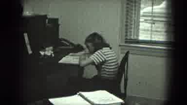 Milwaukee Wisconsin USA (1975): Young School Girl Studying And Later Being