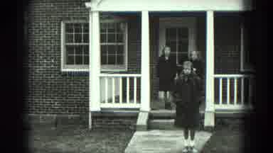 Milwaukee Wisconsin USA (1975): Young Girls In Old Film Exiting House And With One