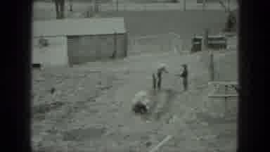 Milwaukee Wisconsin USA (1975): Two Men Working On A Farm To Repair Something They