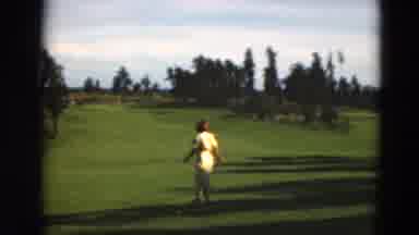 Duluth Minnesota USA (1975): Woman Wearing Yellow Dress Walks Across The Green