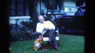 Florida USA (1975): Man Selling Oranges From His Front Yard And Wooden Chair