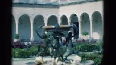 Florida USA (1975): A Woman Walks Up To A Water Fountain And Admires The Strange