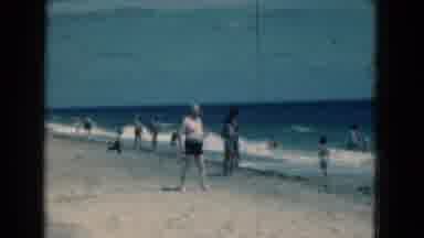 Florida USA (1975): Man Starts Walking On The Beach And Then Starts Walking