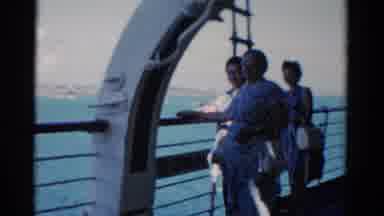 Florida USA (1975): Three People On A Ship Looking Out To The Water