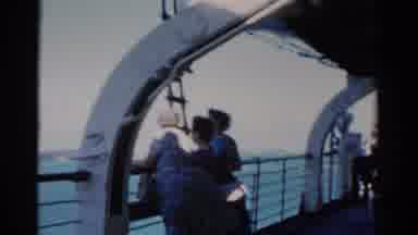Florida USA (1975): People Looking At Shore From Deck Of A Boat On Sunny Afternoon