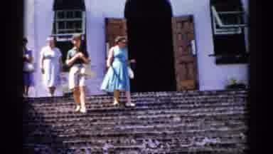 Florida USA (1975): Several Women Walking Down Steps From Large White Building