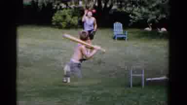 Florida USA (1975): Family Spends Time Outside Playing Baseball And Walking In The