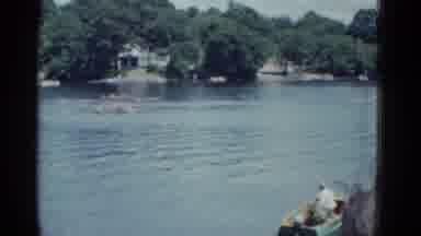 Boston Mass USA (1975): Beginning Of Clip Shows Two Long Row Boats Racing On Lake