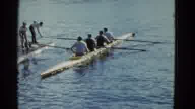 Boston Mass USA (1975): Rowing Team In Shell Pulled Toward The Dock Where Others