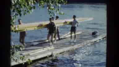 Boston Mass USA (1975): Several Rowers From A Crew Carrying A Yellow Shell On The