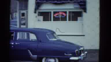 Boston Mass USA (1975): Blue And Turquoise Car Sitting In Front Of Building With