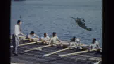 Boston Mass USA (1975): Multiple Men Training To Canoe