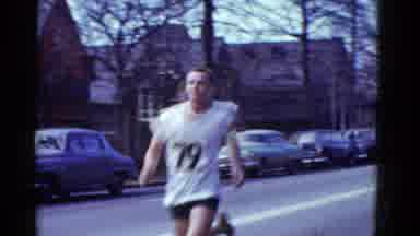 Boston Mass USA (1975): Runner From The United States Is The First To Cross The