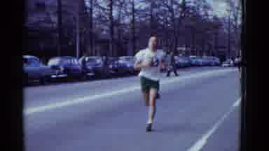 Boston Mass USA (1975): Several Runners Pacing Themselves As The Run A Marathon On