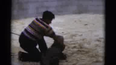 Florida USA (1975): Man Holding Crocodile Turns Into A Wrestle On The Sand
