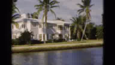 Florida USA (1975): A Large Beautiful House On The Shoreline Surrounded By Palm