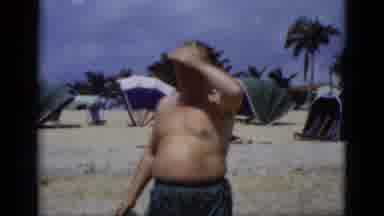 Florida USA (1975): Nice Summer Day At The Beach While Grandpa Is Looking Out For