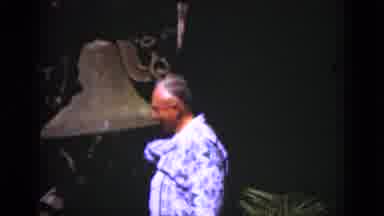 Florida USA (1975): Man In Blue Shirt Rings Large Historic Bell And Then Slowly