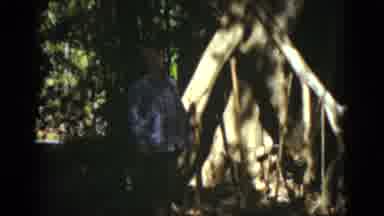 Florida USA (1975): Person Stands Next To Tan Tent On A Sunny Day
