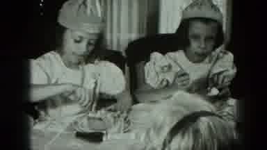 West Germany (1951): Girls Sitting Around A Table Wearing Silly Hats Eating Ice