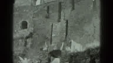 West Germany (1951): Black And White Video Of Multi Story Brick Building Damaged