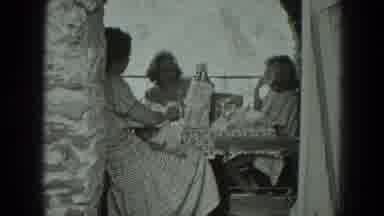 West Germany (1951): Woman With 3 Girls Eating Lunch Restaurant Table Nook