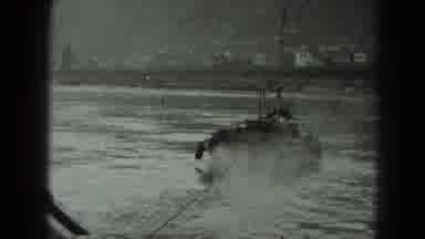 West Germany (1951): Military Looking Boat Passing By A German Or Austrian Castle