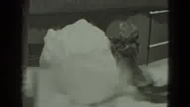 West Germany (1951): Large 3 Foot Wide Snowball Being Rolled Over Snow By