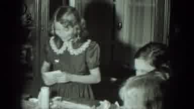 WEST GERMANY-1951: Girls Party With Gifts, Cards and Mother in Skirt and Sweater