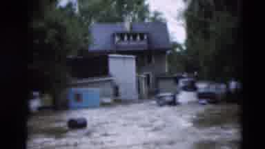 Paducah Kentucky USA (1951): Major Flooding As A River Runs Through Homes And