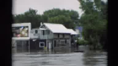 Paducah Kentucky USA (1951): Major Flooding As The Waters Push Debris Against And