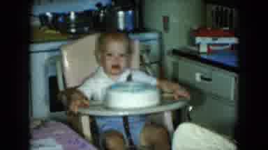 Cleveland Ohio (1951): Cute Toddler Baby High Chair Round Cake Kitchen Room Corner