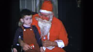 Cleveland Ohio (1951): Bewildered Little Boy Sitting Unconvincing Santa Claus